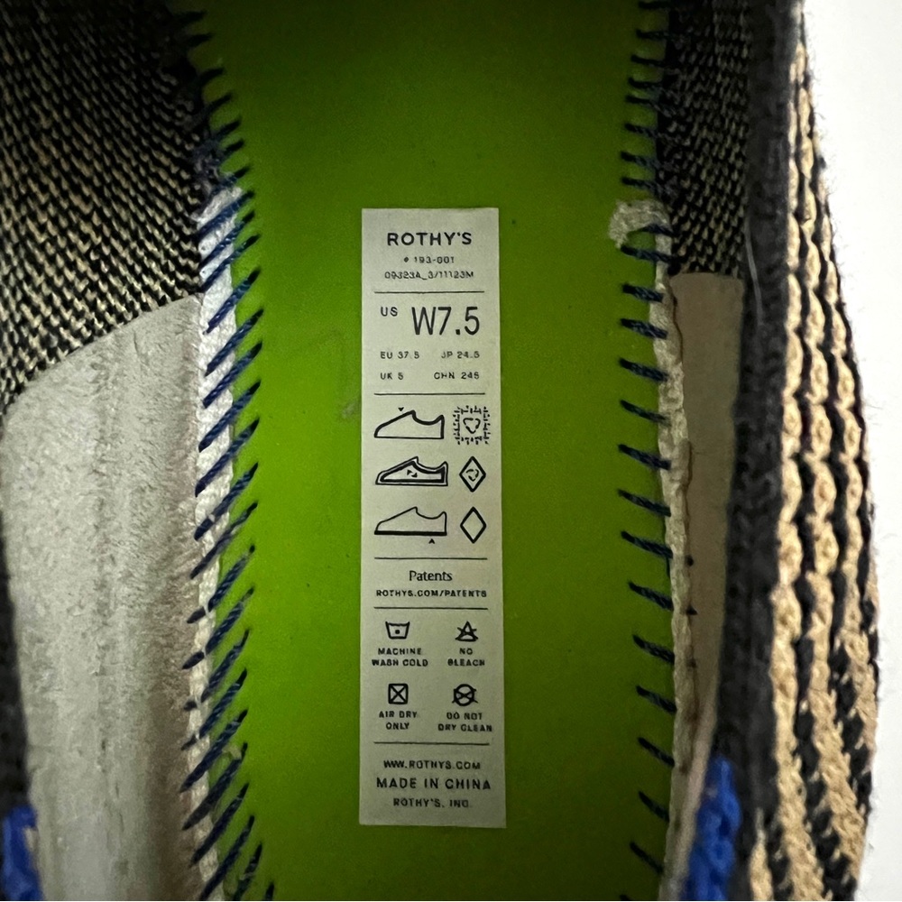 ROTHY’S Classic Slip-On Sneakers Knit Black Tan Striped 7.5 - Picture 7 of 9